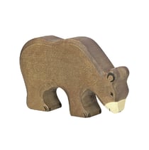 Figurine Holtztiger Ours brun mangeant