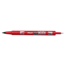 Lot de 10 marqueurs permanents - PILOT - Rouge - Pointe ogive fine et moyenne