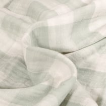 Tissu Double gaze reversible Rayures sur fond Vert pastel