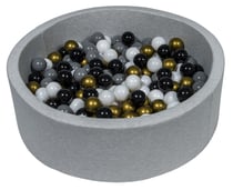 Piscine à balles Aire de jeu + 300 balles noir, blanc, or, gris - Velinda