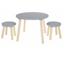 Table et tabourets gris