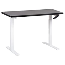Bureau Réglable Manuellement Plateau Noir et Structure Acier Blanc 120 x 72 cm Hauteur Ajustable Assis Debout Pieds Carrés Design Moderne