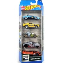 Pack de 5 véhicules hot wheels : rétro racers - mattel - htv50 - set voitures miniatures