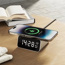 Chargeur sans fil et horloge REDDI Argent