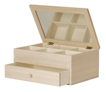 Boite Coiffeuse en bois 6 compartiments et 1 tiroir 26 cm