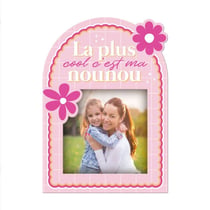 Magnet Photo La Plus Cool c'est ma Nounou Rose en Bois