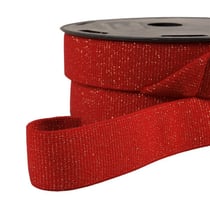 Bobine 20m élastique boxer métallisé rouge/or 32mm