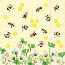 4 serviettes en papier découpage collage 33 cm FLEUR MARGUERITTE ABEILLE F 208