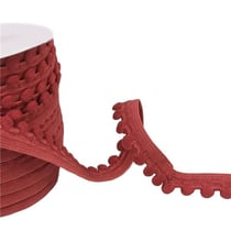Elastique à pompons 13mm rouge bordeaux au mètre