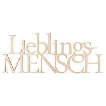 Ecriture bois "Lieblingsmensch" FSC100%, nature, 24,7x9,8x0,4cm, 1 pce.