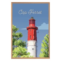 Tableau mural encadré illustration cap Ferret 65x97 cm