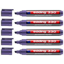 Lot de 5 Marqueurs permanents EDDING - Pointe biseautée 1-5 mm - Violet