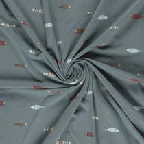 Tissu Jersey Coton imprimé Sardines sur fond Bleu ardoise