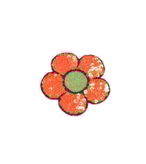 Ecusson thermocollant fleur sequins orange 6x5,5cm