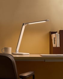 Lampe de Bureau LED Blanche en Matière Synthétique avec Variateur et Couleur Réglables