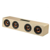 Enceinte Bluetooth 4.2 Super Bass Subwoofer Quatre Haut-Parleurs Support TF Carte Bois Beige YONIS