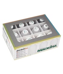 Boîte de fils Madeira - 9 bobines d'Aerolock 125 et 3 bobines d'Aeroflock 100 - noir, blanc et gris - Certifié Oeko-Tex Blanc