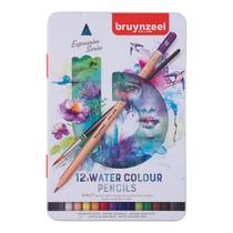 12 crayons de couleur - Aquarelle - Boîte métal - Assortiment couleur - Bruynzeel