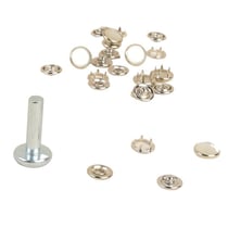 6 boutons pression 11,5mm tissus légers et outil ivoire