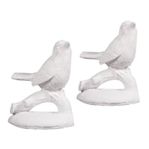 Figurine en polyrésine Oiseau blanc, 3,5x5cm, av.dots adhésifs, Sachet 2 pces