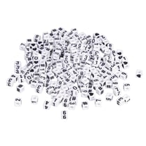 Perles en plastique avec chiffre Cube, blanc, 5x5mm, 40g