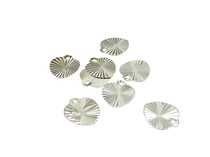 10 Petites breloques fines coeur strié 10*8mm laiton plaqué argent 925