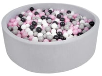 Piscine à balles pour enfant, diamètre env.125 cm + 1200 balles noir,blanc,rose clair,gris - Velinda