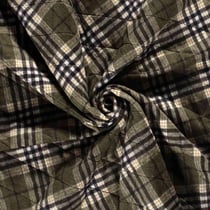 Tissu Jacquard Matelassé Micta Carreaux sur fond Vert kaki