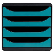 Module de classement Big Box 4 tiroirs Skandi - Bleu Pacifique - Exacompta