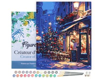 Peinture par Numéro Figured'Art avec Cadre - Café de Nuit Festif - Kit de Loisir Créatif DIY Numéro d'Art Complet - 40x50cm toile tendue sur châssis