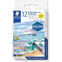 Peinture aquarelle - Kit voyage - 12 couleurs métalliques + 1 pinceau à eau + éponge - Staedtler
