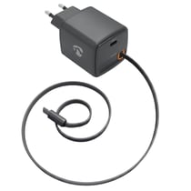 Nedis Chargeur USB-C 30W avec Câble USB-C Rétractable Charge Rapide Noir