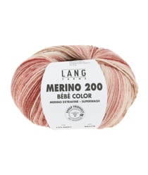 Pelote à tricoter MERINO 200 BEBE COLOR – Lang Yarns - Laine mérinos extrafine multicolore pour layette 0601 - Blanc Cassé / Rose / Terracotta