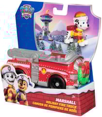 Pat patrouille marcus avec camion de pompier de noël - figurine chien - paw patrol - spin master - 20153732
