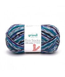 Laine à chaussettes à tricoter ECO SOCKS LIFE COLOR - 100 GR - Grundl - certifiée Oeko-Tex 01 Bleu