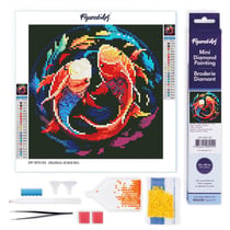 Mini Diamond Painting Broderie Diamant Figured’Art 25x25cm toile entière roulée avec diamants ronds - Carpes Koï Colorées