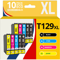 123CONSOMMABLES - T1295 - Pack 10 Cartouches compatibles avec EPSON T1295 XL pour Epson Stylus SX525WD SX535WD SX425W SX230W SX235W Stylus Office BX635FWD BX305FW Workforce WF-3520 - 123CONSOMMABLES