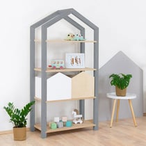 Etagère cabane TALLY - bois gris et verni