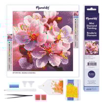 Mini Diamond Painting Broderie Diamant Figured’Art 25x25cm toile entière roulée avec diamants ronds - Floraison des Cerisiers