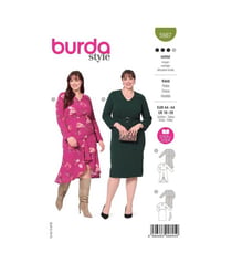 Patron Burda 5987 - Robe avec encolure en V et manches étroites du 46 au 56 (FR)