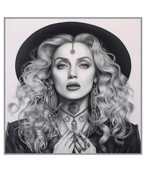 Carré simili cuir 44x44 cm portrait noir et blanc
