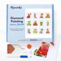 Figured’Art Mini Série Diamond Painting - Coffret Premium 12 toiles de 15x18cm Mocktails - Broderie Diamant avec Strass Carrés - Kit Complet