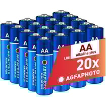 AgfaPhoto Piles AA Alcalines PLUS LR6 (1,5V, Lot de 20) – Longue Durée de Vie – Idéales pour Télécommandes, Jouets, Appareils Photo et Plus – Performance Fiable et Constante