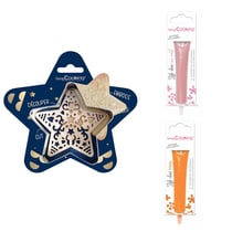 Kit pour biscuit en relief Étoile + 2 Stylos au chocolat rose pastel et orange