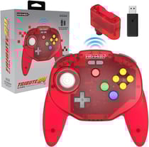 RETRO-BIT TRIBUTE 64 2.4GHZ MANETTE SANS FIL POUR NINTENDO 64/SWITCH/PC/MAC CLEAR RED