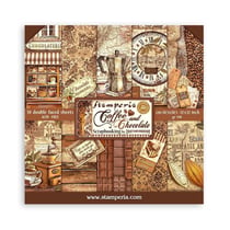 Pochette de 10 feuilles recto verso Stamperia coffee and chocolate