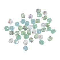 Perle facettée en verre, 4 mm ø, vert marin, boîte 100 pces