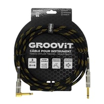 CABLE JACK 6.35 D/C - 3M - NYLON TRESSÉ NOIR & OR - GROOVIT®