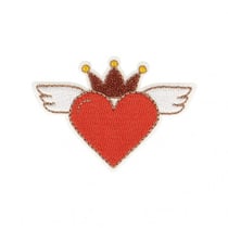 Ecusson thermocollant cœur avec ailes rouge 4x6cm