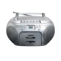 Lenco Radio-Cassette/FM avec Lecteur CD et Écran LCD Modèle SCD-420SI Portable Argent